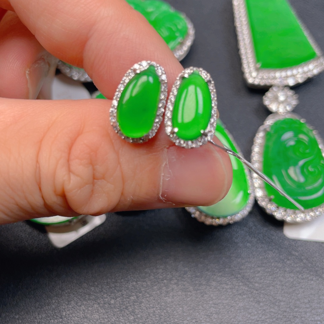 翡翠银S925镶嵌吊坠(不含链)