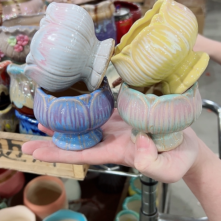 有孔.凑满10元发货多肉陶瓷花盆！