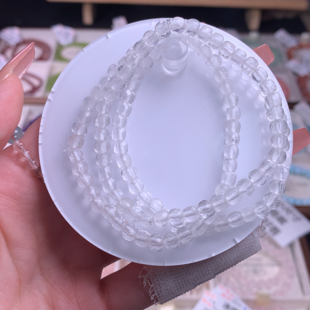 未镶嵌手链水晶4m白水晶方糖 单圈