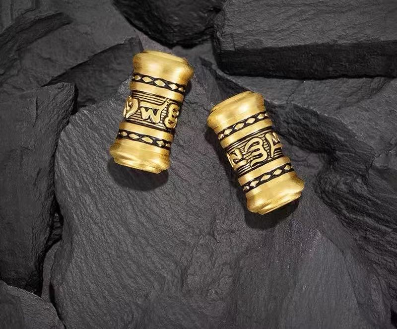 黑金黄金手链男士六子真言转运珠女款足金情侣款百搭复古小众