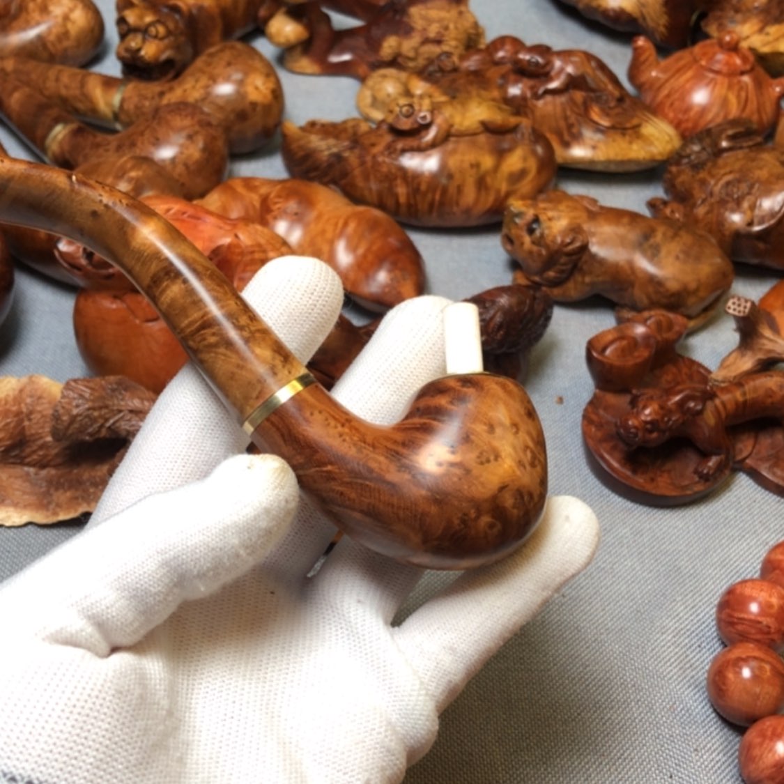 【闪购商品】木麻梨疙瘩火琉璃手把件