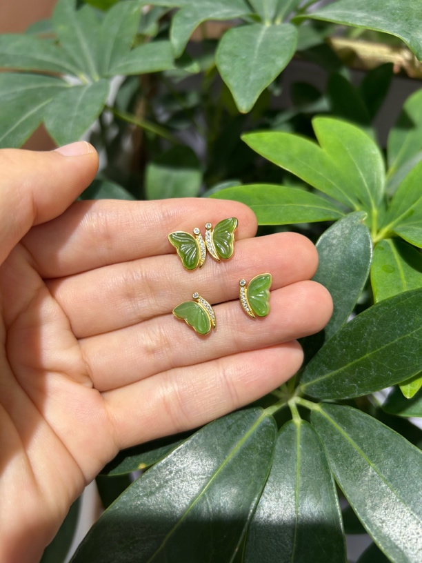 和田玉碧玉蝴蝶925银颜色多样性发货拍一发一