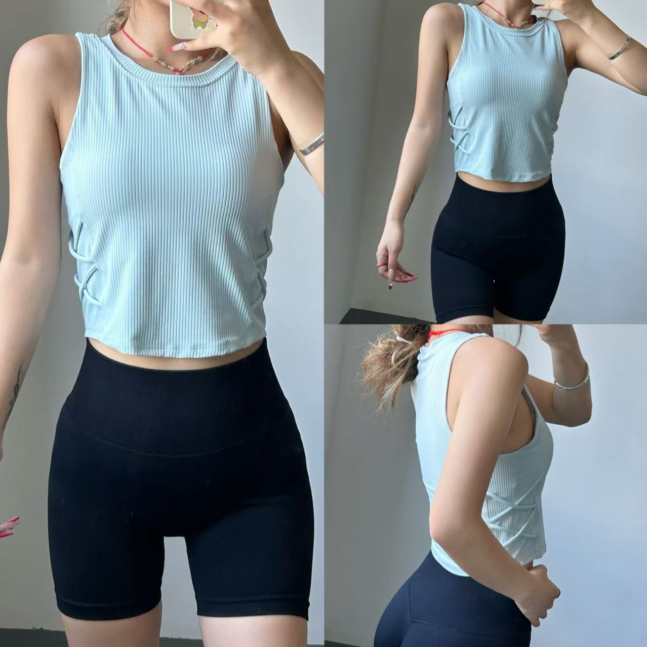 固定胸垫运动内衣女外穿紧身速干健身上衣跑步普拉提瑜伽服背心夏