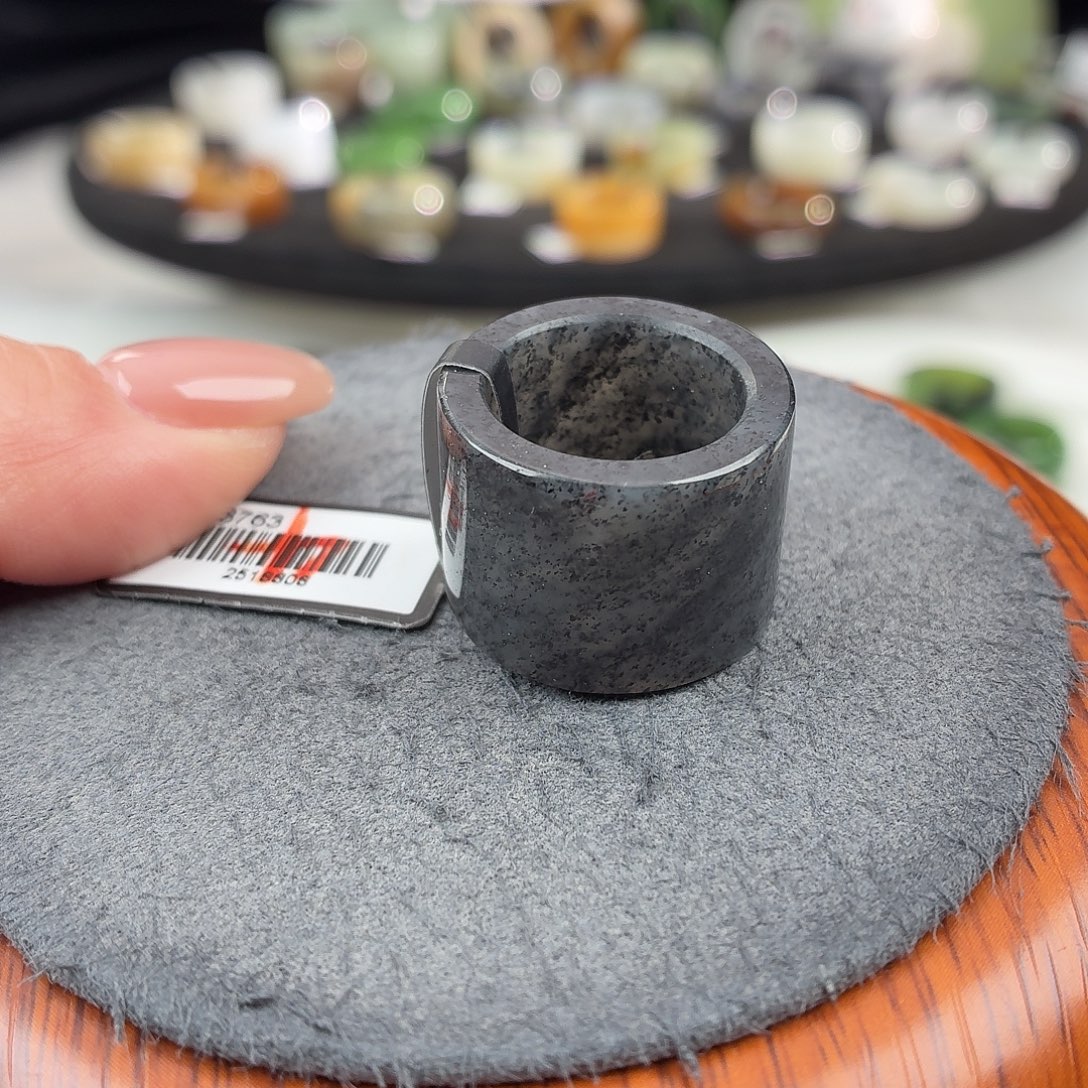 和田玉未镶嵌戒指S190青花直切16.2