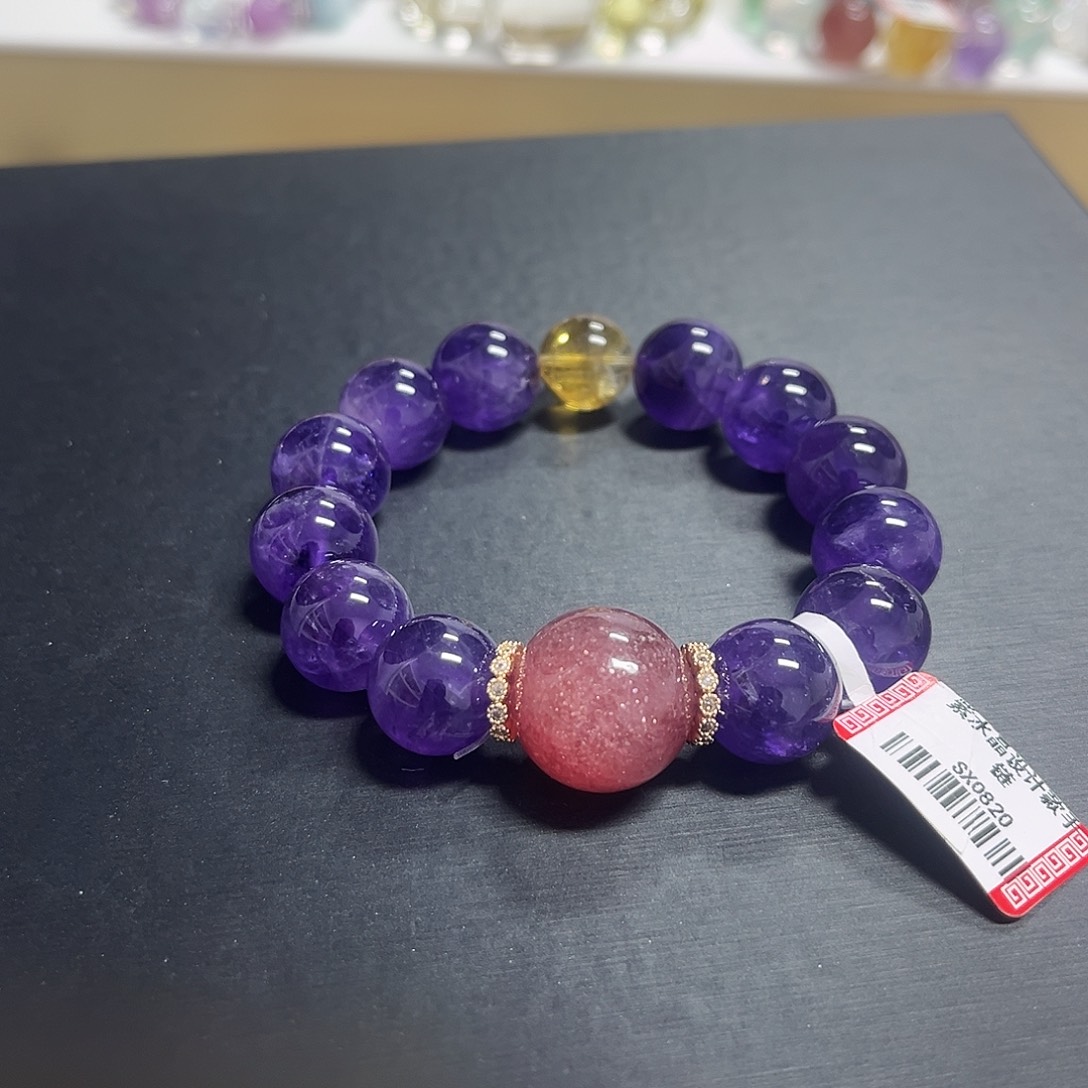 未镶嵌水晶手镯紫水晶设计款手串