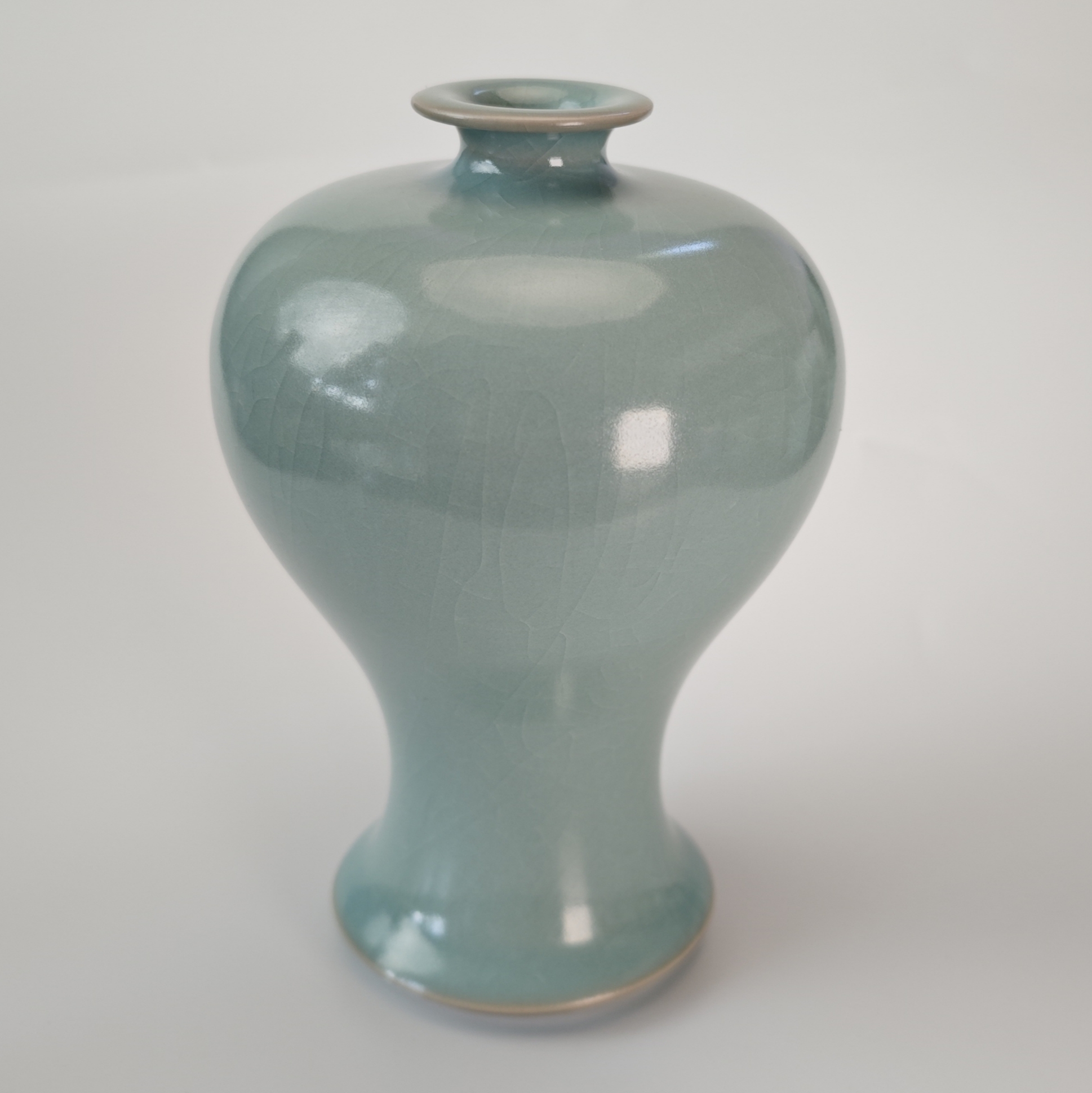 小梅瓶 高13.5厘米 原矿釉  香灰胎 支钉烧 手拉坯