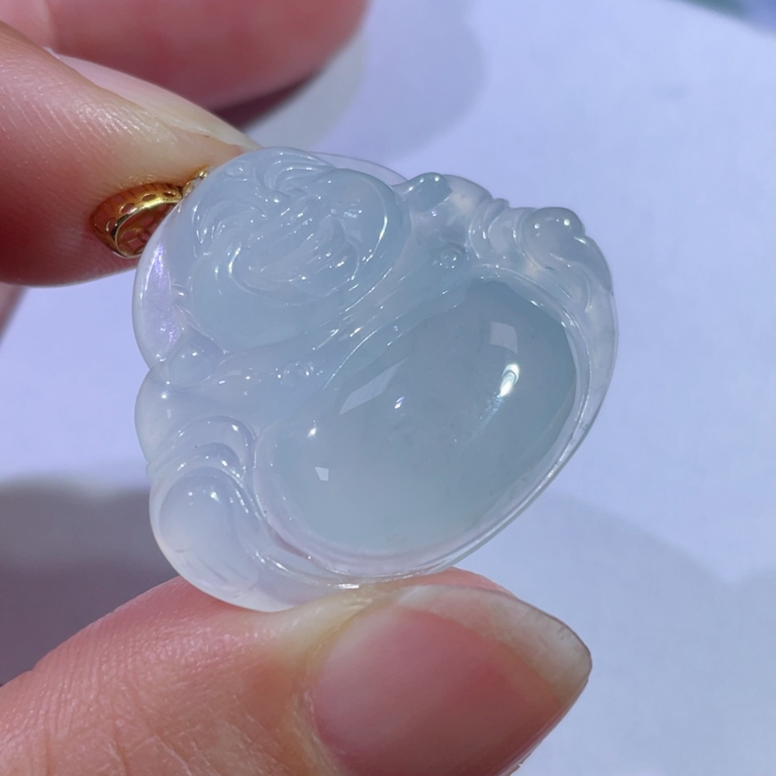 翡翠颈饰18K金镶嵌佛公