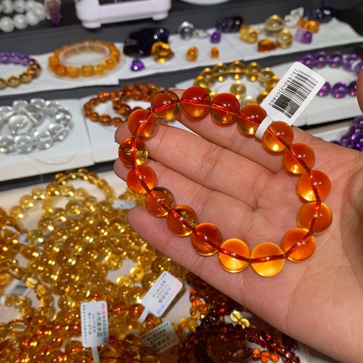 水晶手链未镶嵌金红黄水晶12mm