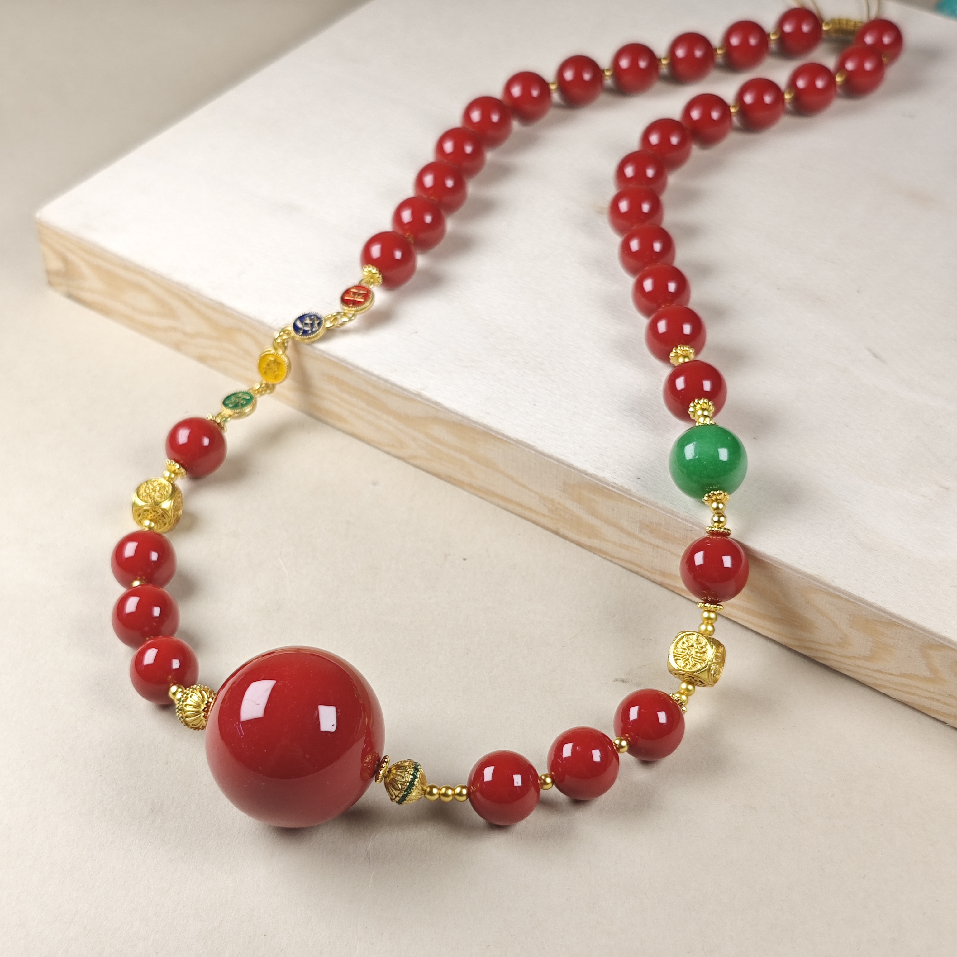 【福满满珠宝】G032 -DIY配饰-精美红设计款圆珠吊坠-多样性发其一