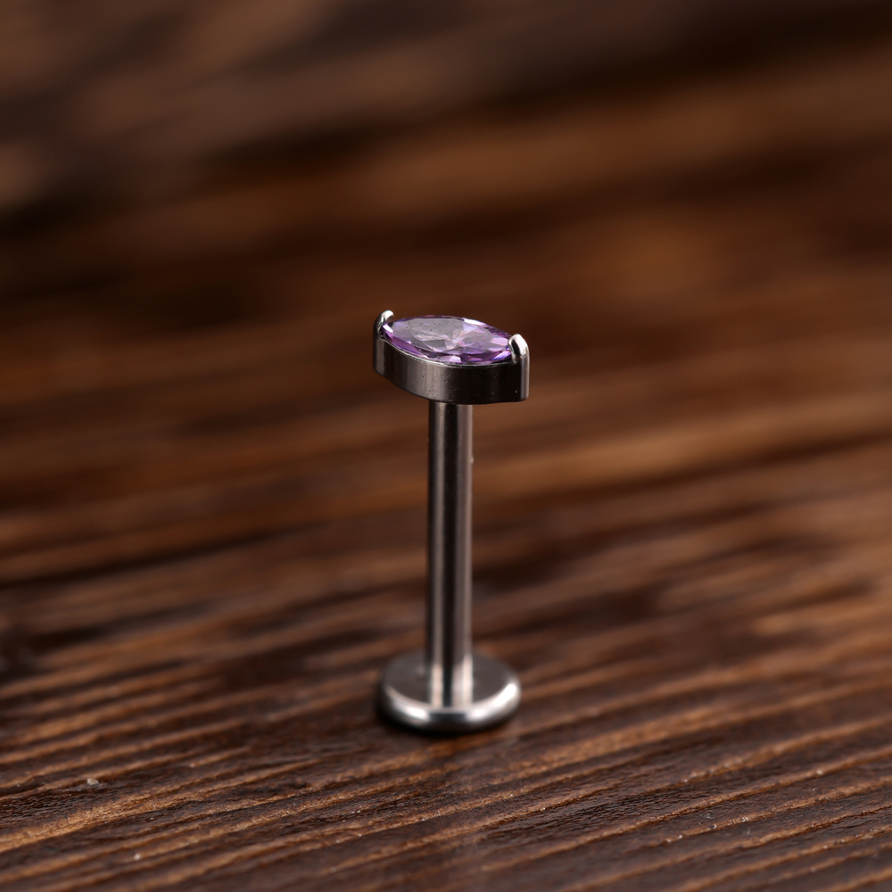 钛合金合成锆石耳饰 【一对】G23钛合金彩色耳钉极简风耳骨钉唇钉