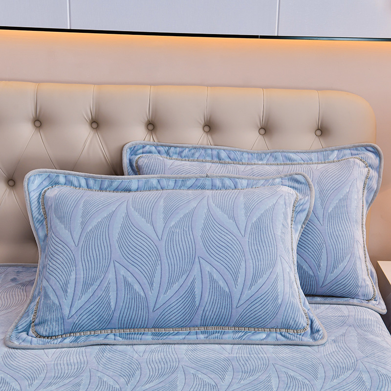 冬季加绒牛奶绒枕套一对装冬季加厚珊瑚绒枕头套枕芯罩48cm*74cm2