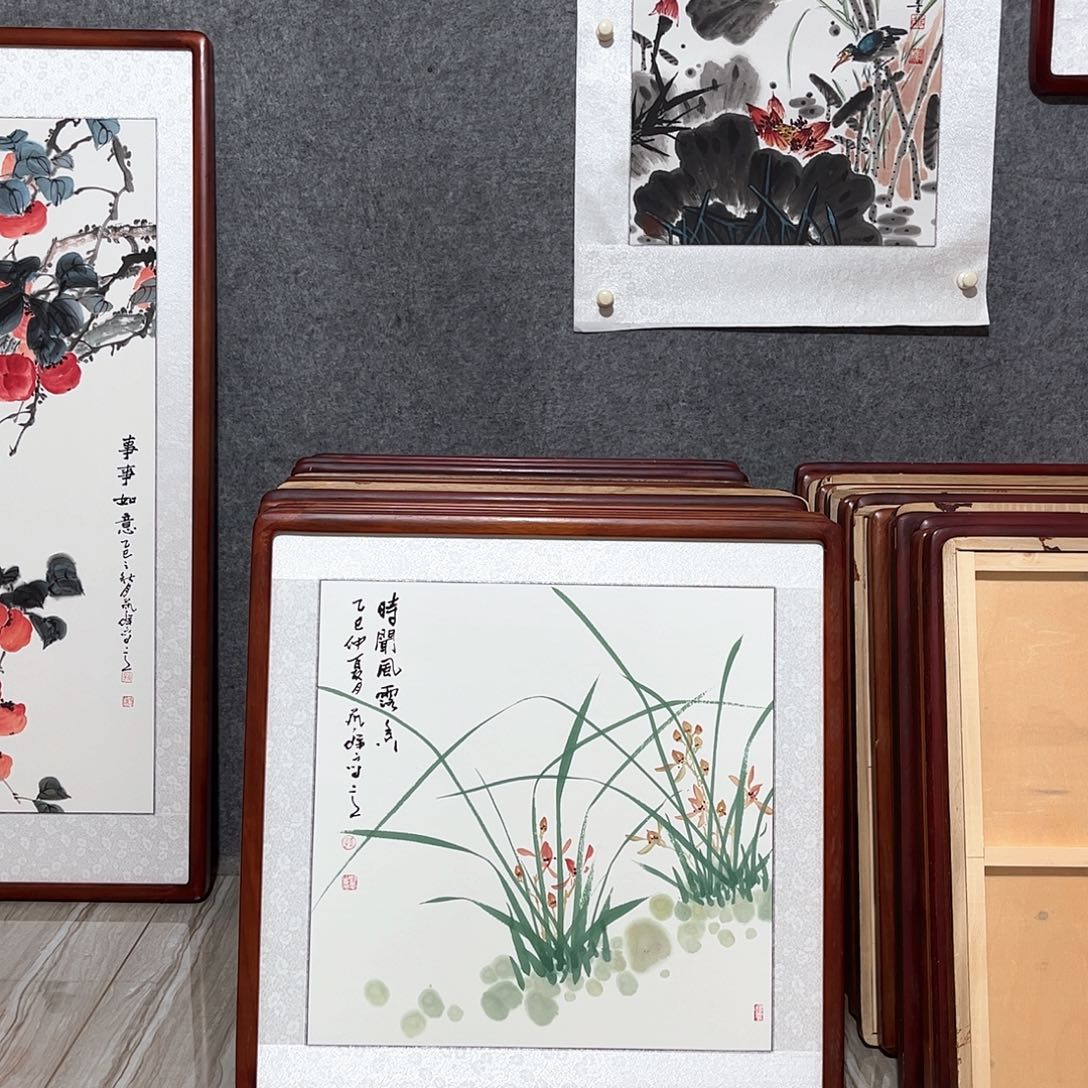 国画书画作品带框63×63