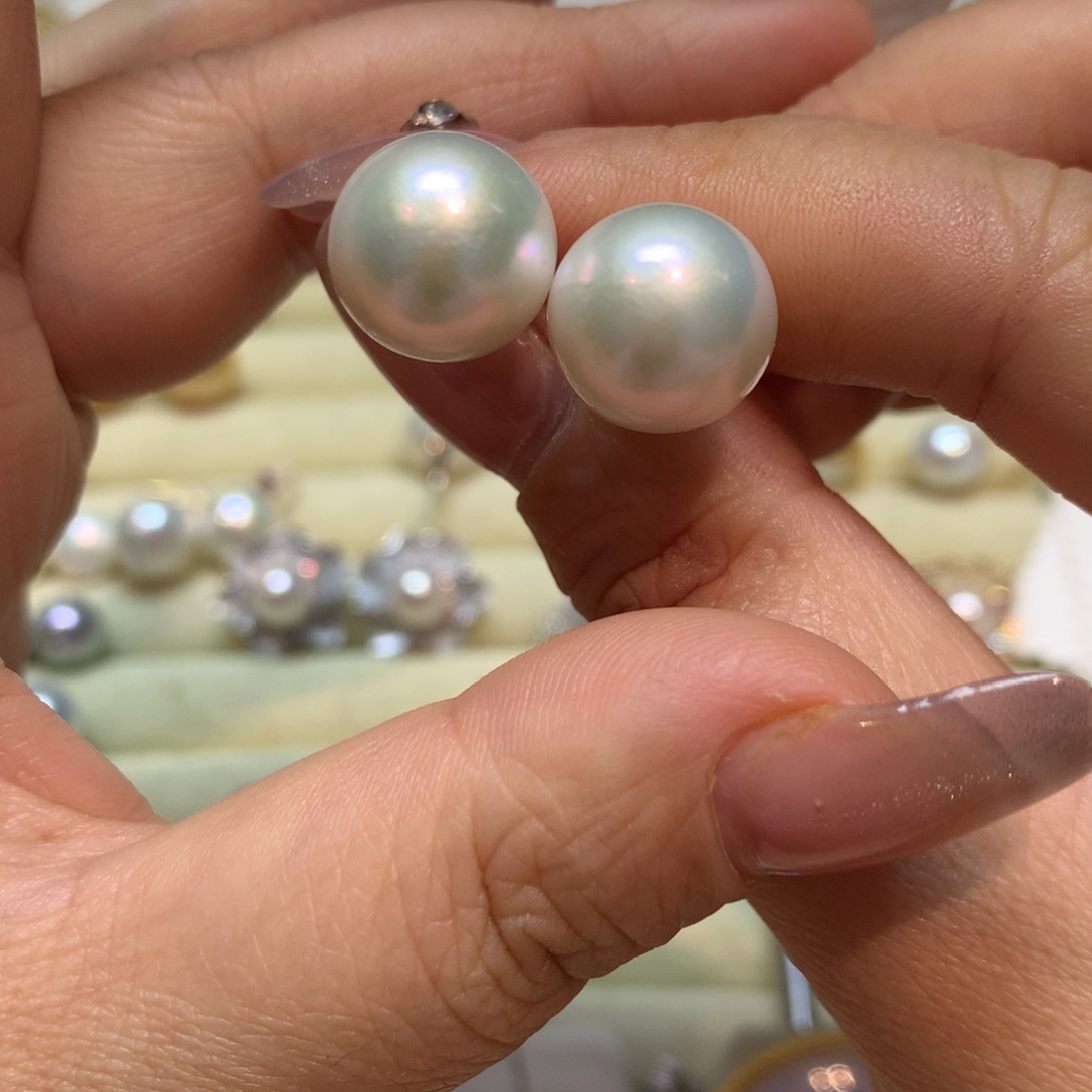 淡水珍珠耳饰银S925镶嵌