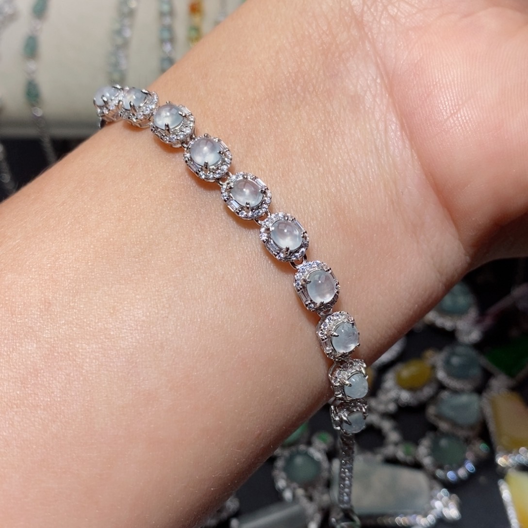 翡翠手链银S925镶嵌j j j k k