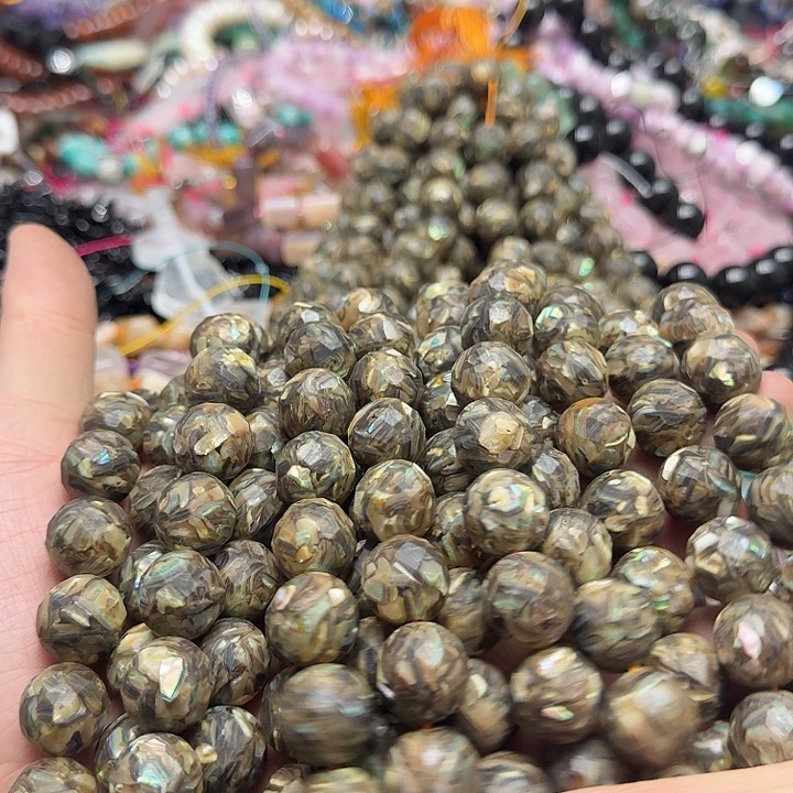 玛瑙/玉髓未镶嵌珠宝半成品一条15mm鲍鱼贝切面