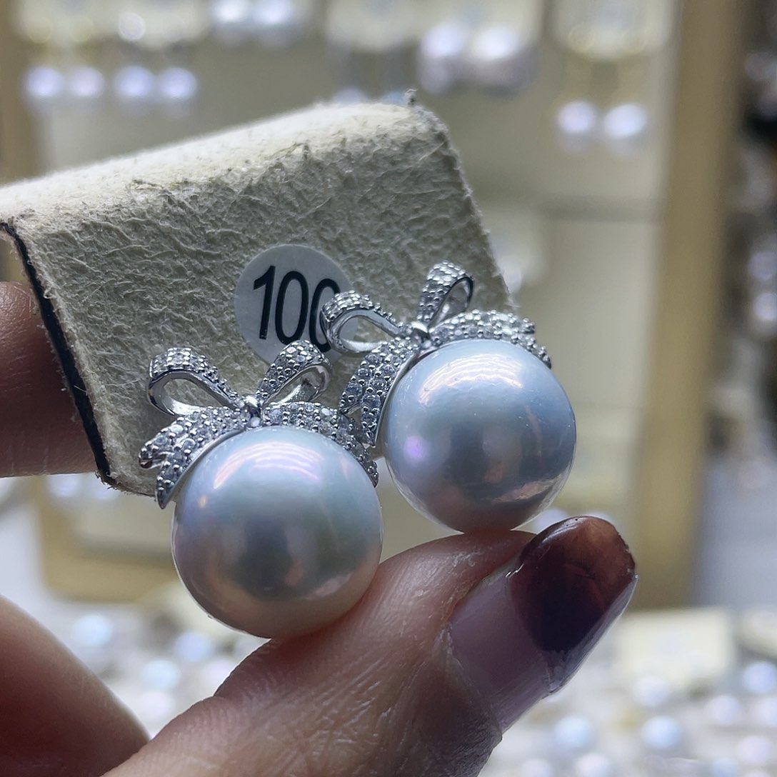 淡水珍珠耳饰银S925镶嵌