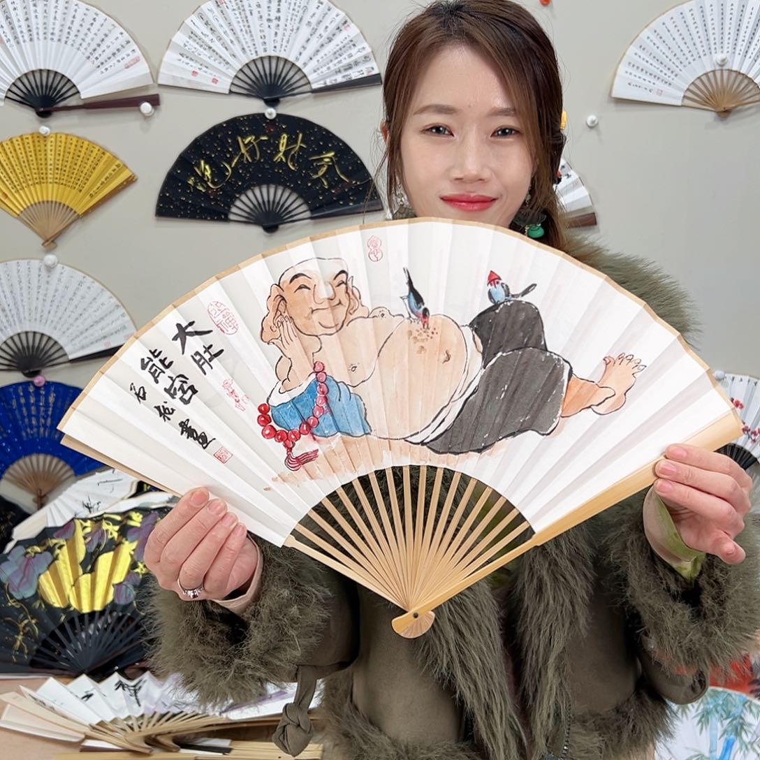 书法九五寸玉竹-文玩扇-手写-粘好发出