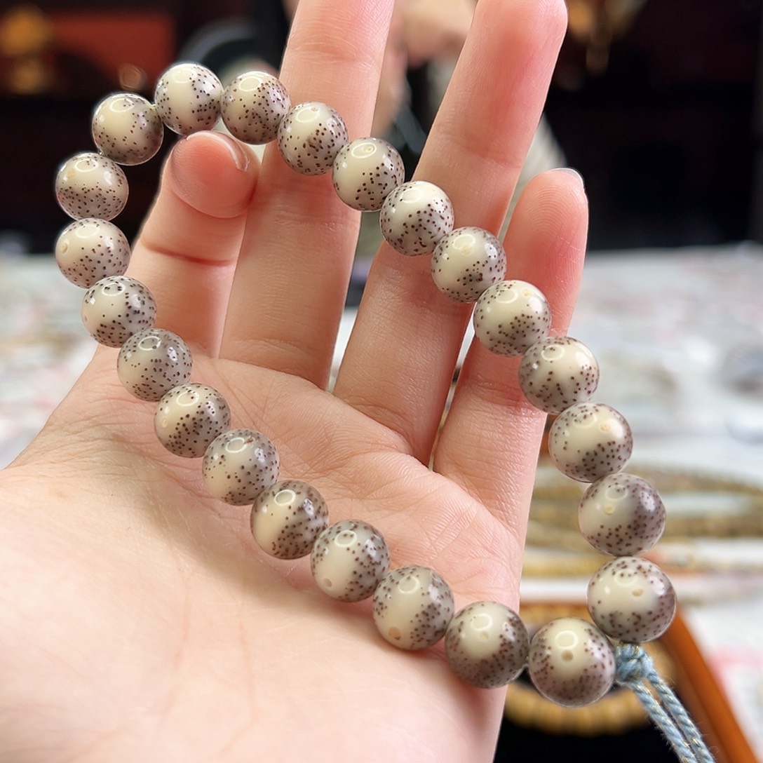 手串星月菩提Fqh10.5mm灰冰料 一线天留白 针尖星