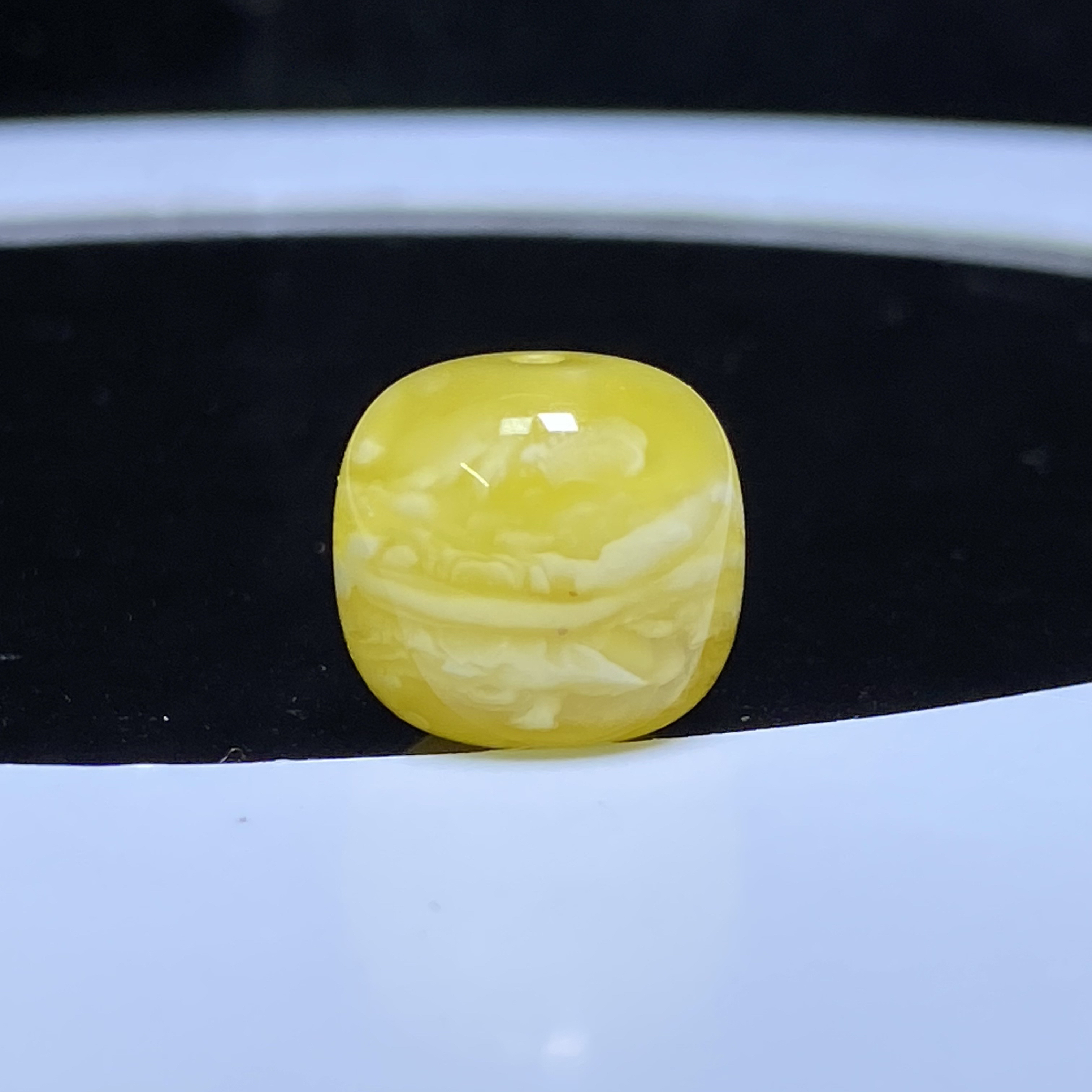 琥珀蜜蜡金瓷白花虎皮纹蜜蜡老型14.4mm带植物
