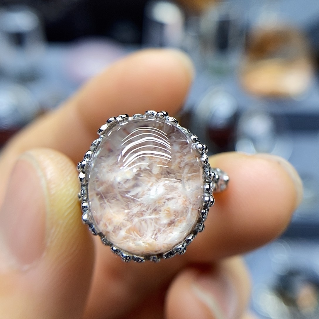 水晶戒指银S925镶嵌阿***～水晶