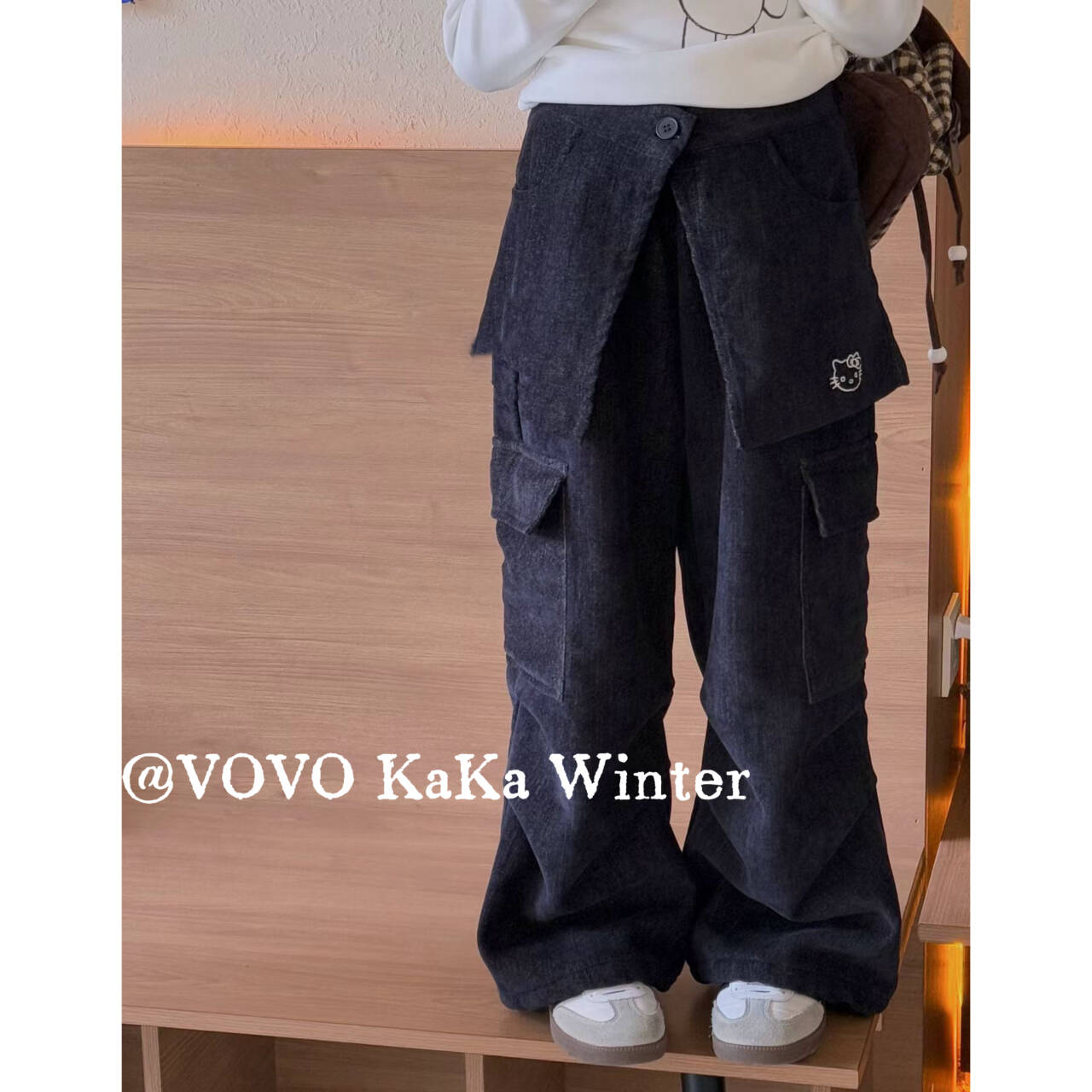 【VOVO品牌店】2025童装设计师美式复古加绒工装裤长裤V52071406