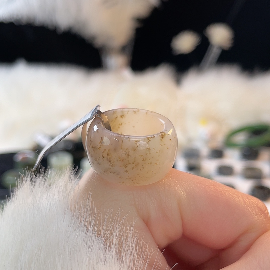 和田玉未镶嵌戒指k2桂花糕墩墩17.2mm