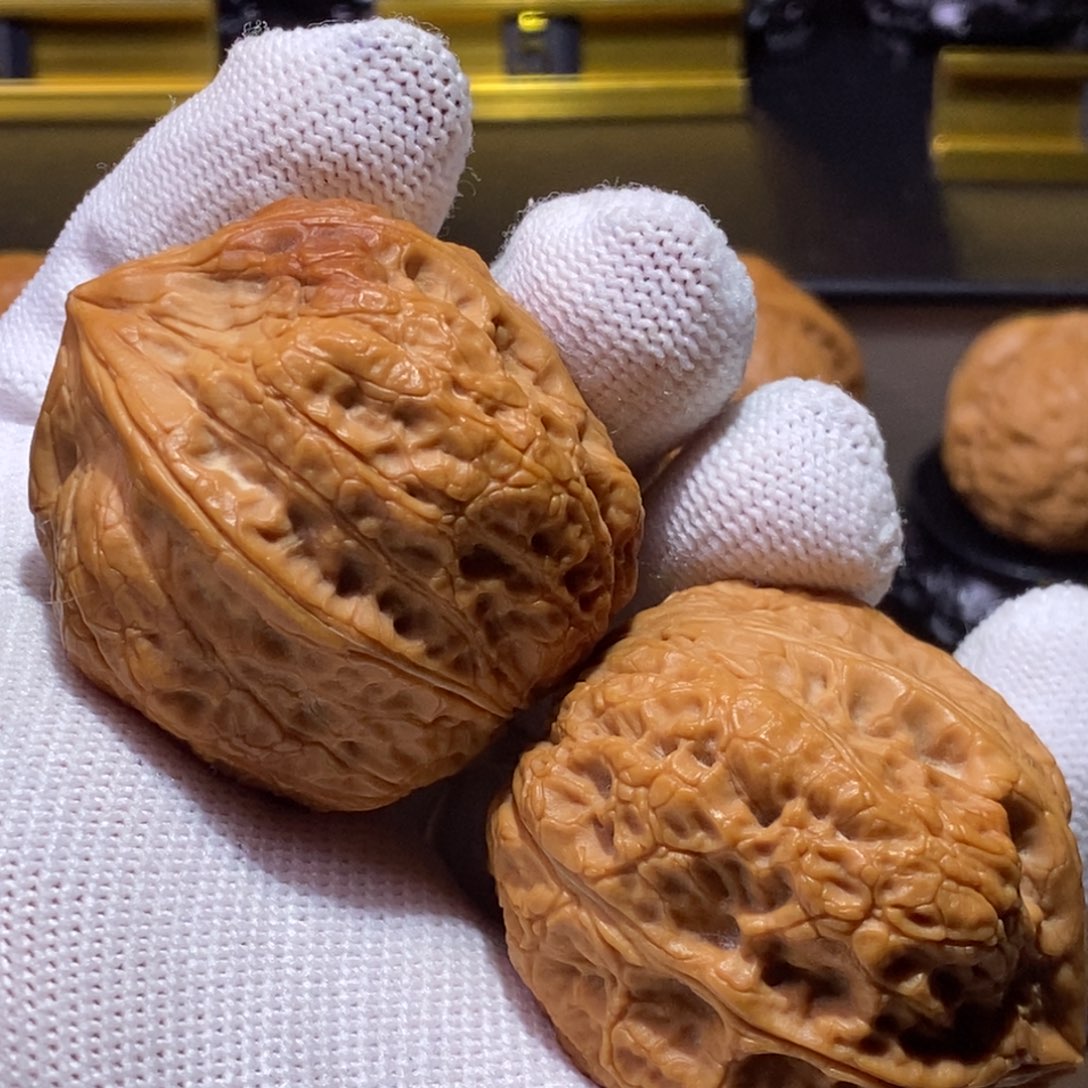 文玩核桃把件老*高山流水四棱40尺