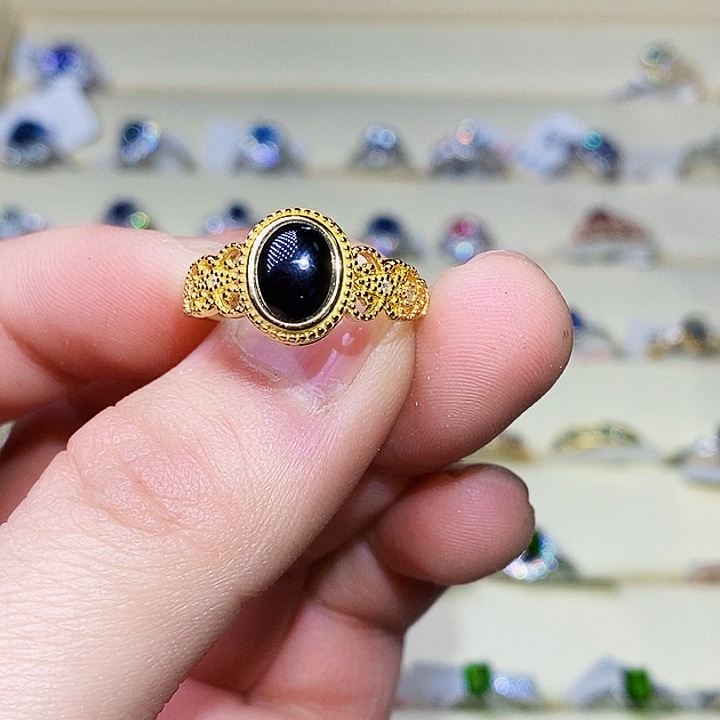 蓝宝石戒指银S925镶嵌1111111