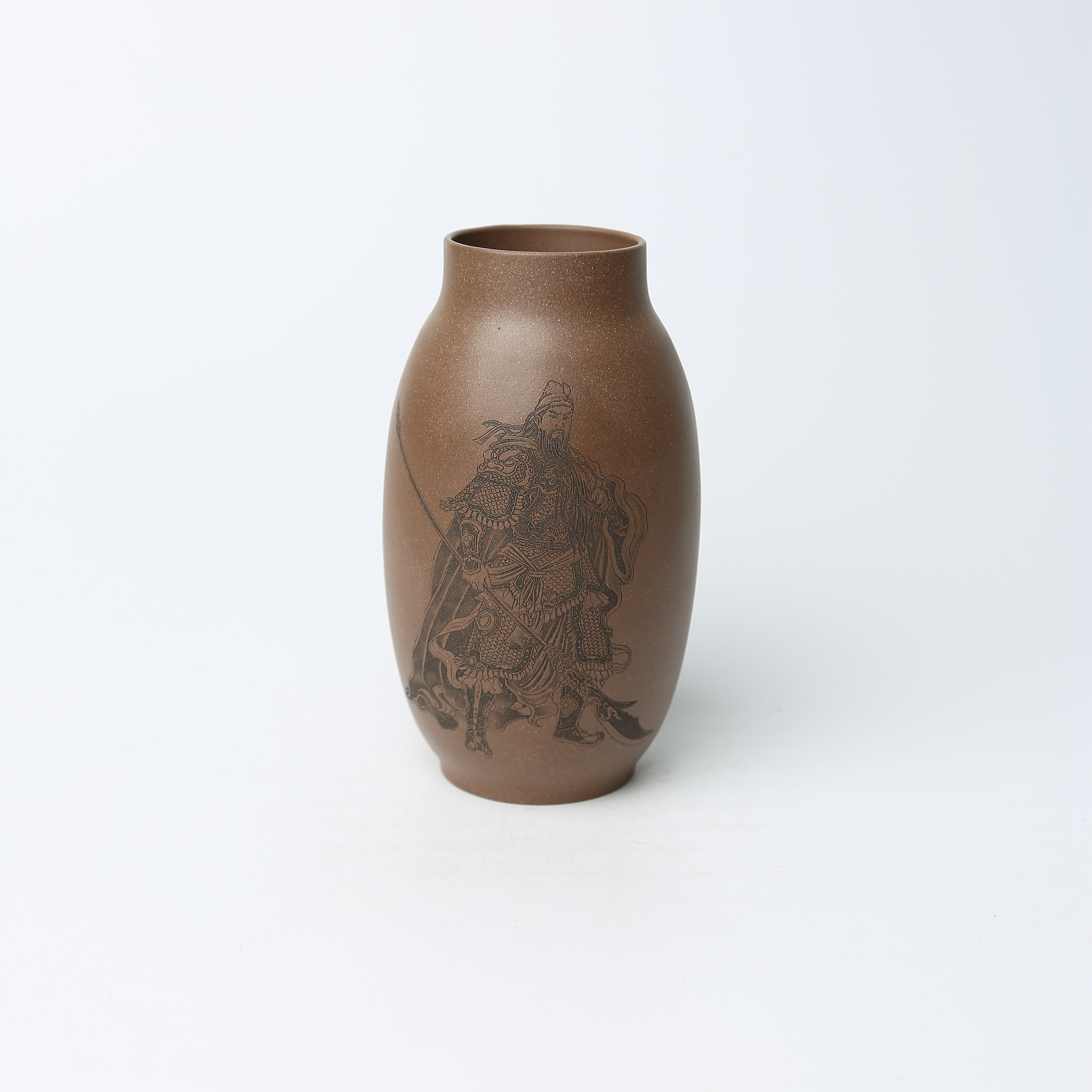 直033 武财神关二爷 380cc 单层 段泥 精品紫砂原矿便携净水杯