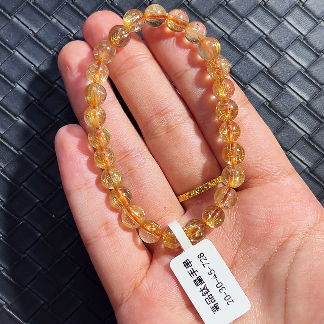 水晶手串未镶嵌天然金钛晶728