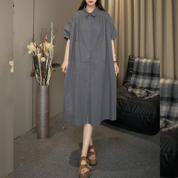 肉肉家 2025夏季新款超显瘦慵懒大码连衣裙2381-1