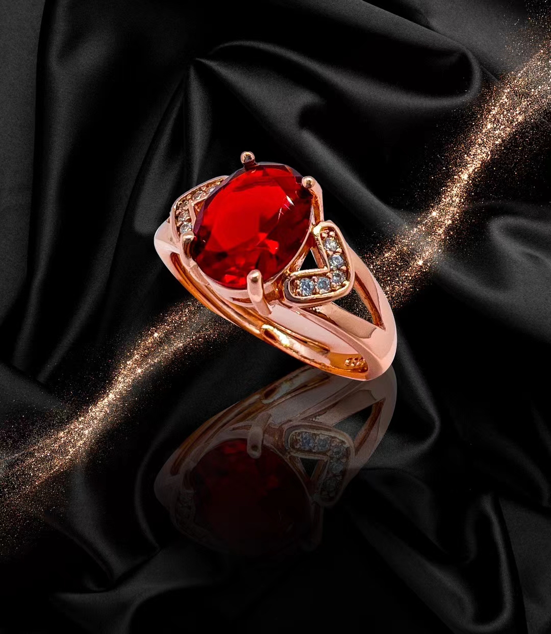 合金合成锆石戒指 高奢限量款-红红火火-【2克拉红色单女戒】XE