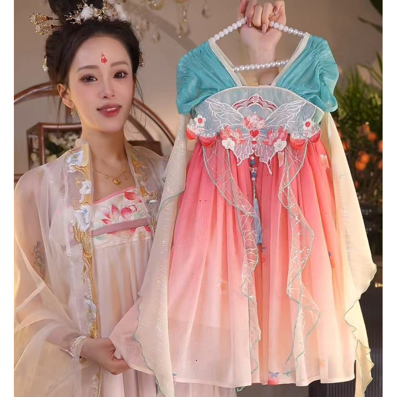 童绣阁【花影】2025新款女童国风仙气中国风夏季休闲汉服裙2528