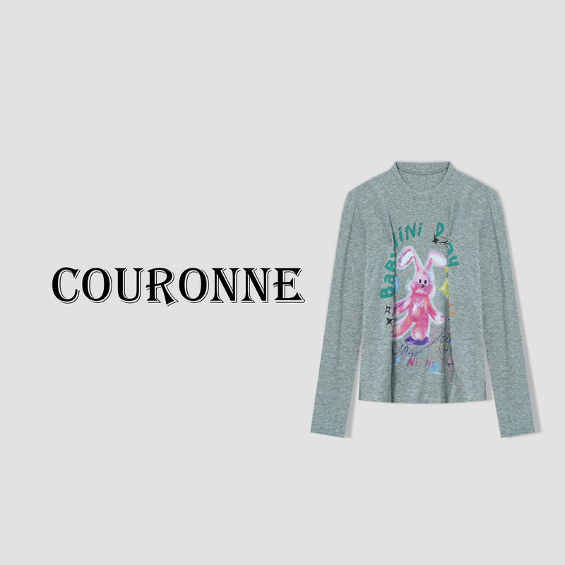 【小熊】-春夏‘’发光兔’‘时髦小众宽松休闲长袖T恤ins潮28599