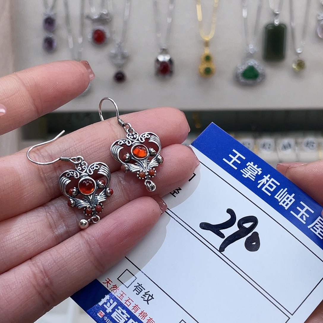 颈饰石榴石银S925镶嵌