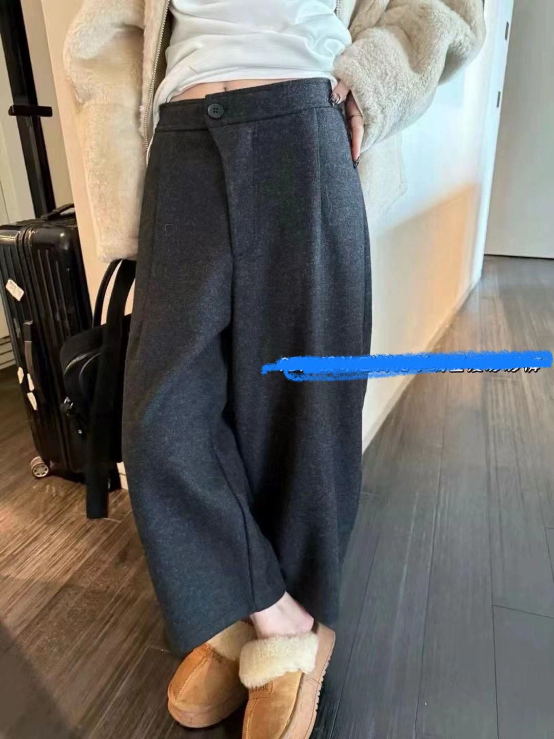 （小清家）欧版大牌设计款一扣加绒加厚奶奶裤
