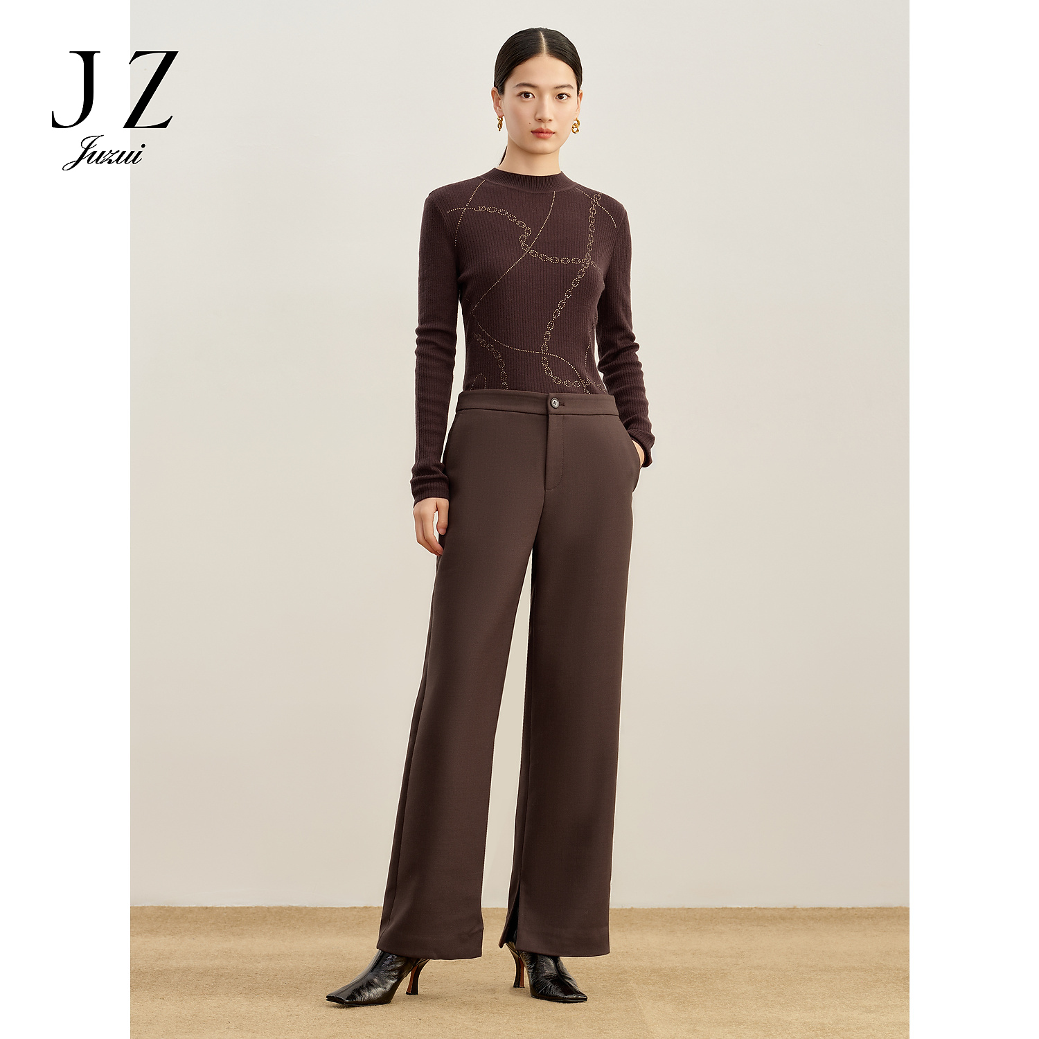 商场同款JZ玖姿简雅干练西裤精英裤裤子女2023冬季新款JWDD11007