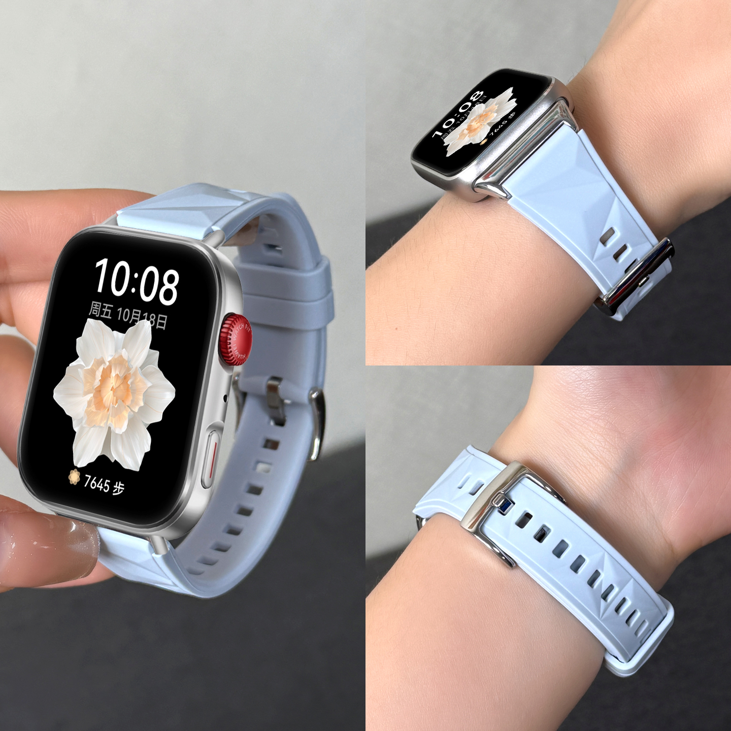 欣成适用华为FIT4表带女WATCH FIT3手表FIT2创意几何菱形硅胶表带