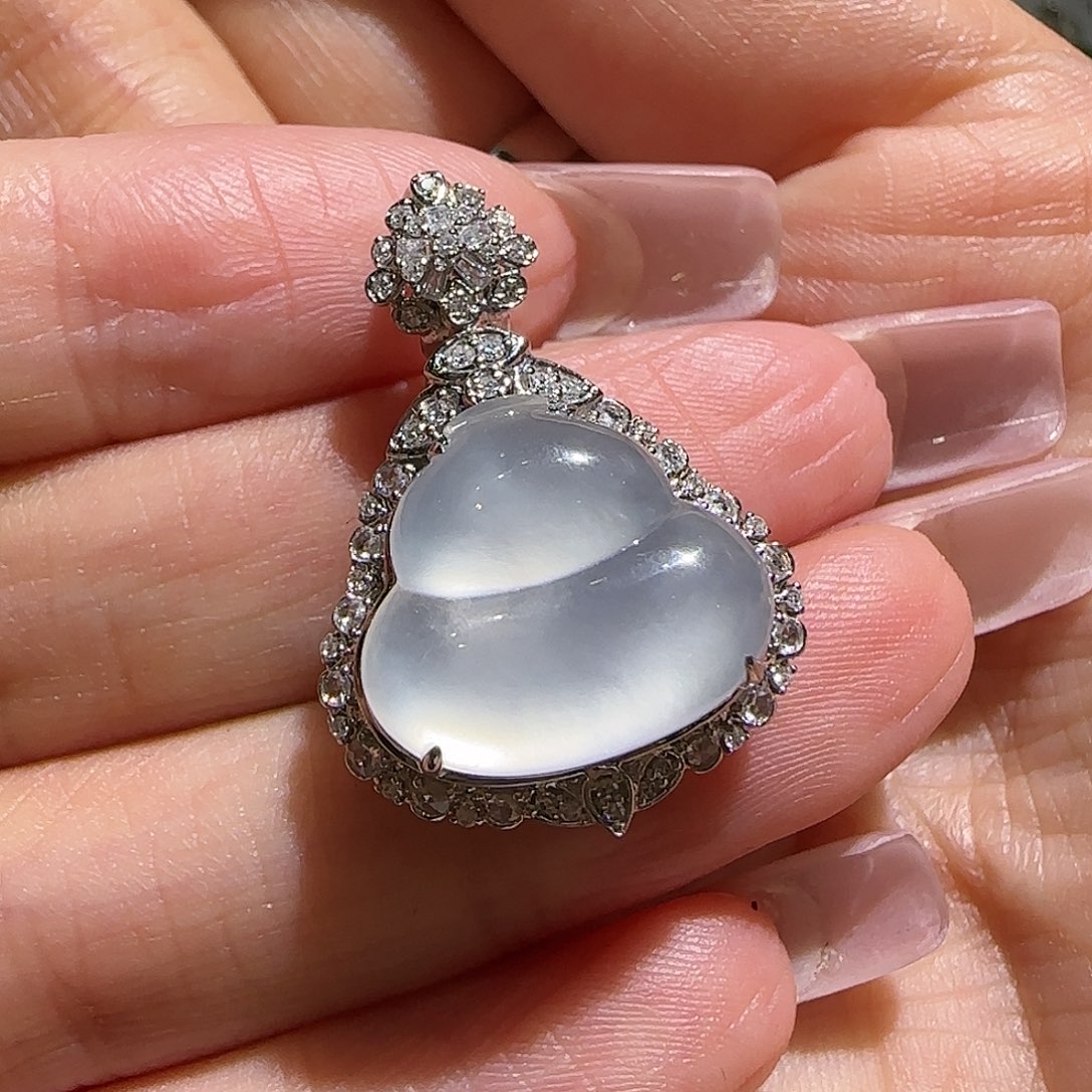 【闪购商品】翡翠18K金镶嵌颈饰金*姐天然缅甸A货翡翠