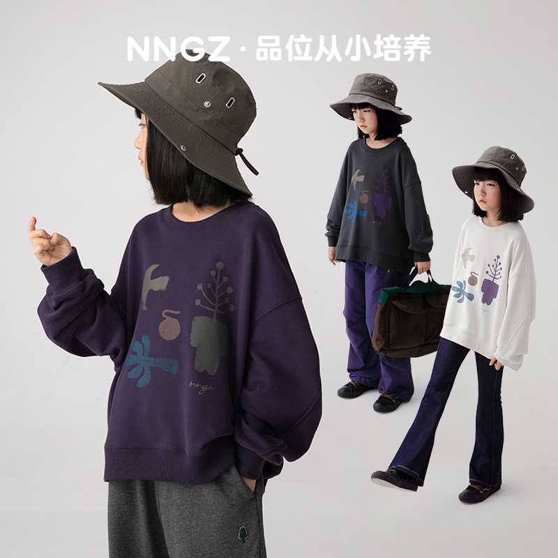 女童廓形卫衣秋季保暖舒适儿童上衣套头衫B25CW1025M