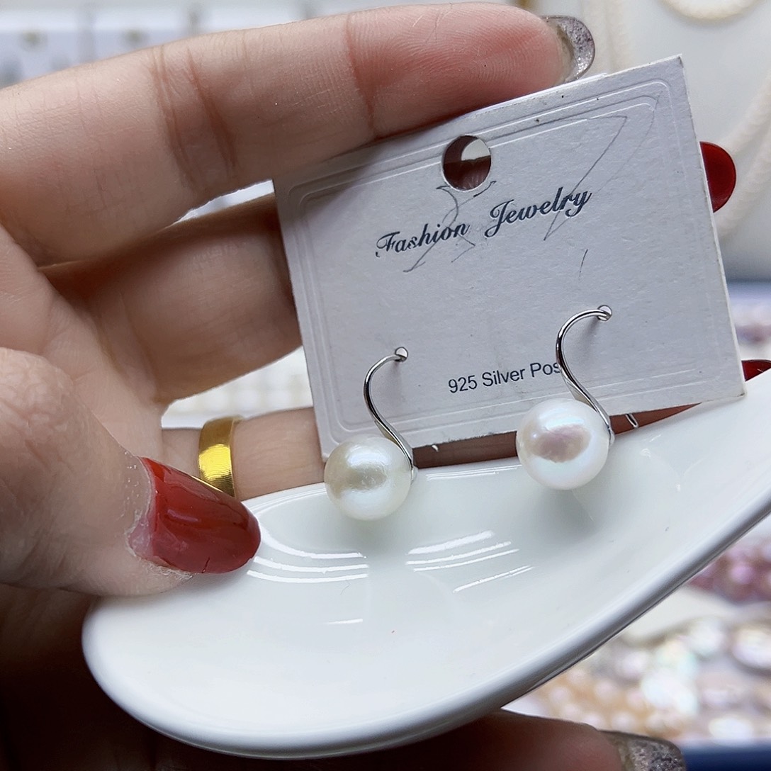 淡水珍珠耳饰银S925镶嵌