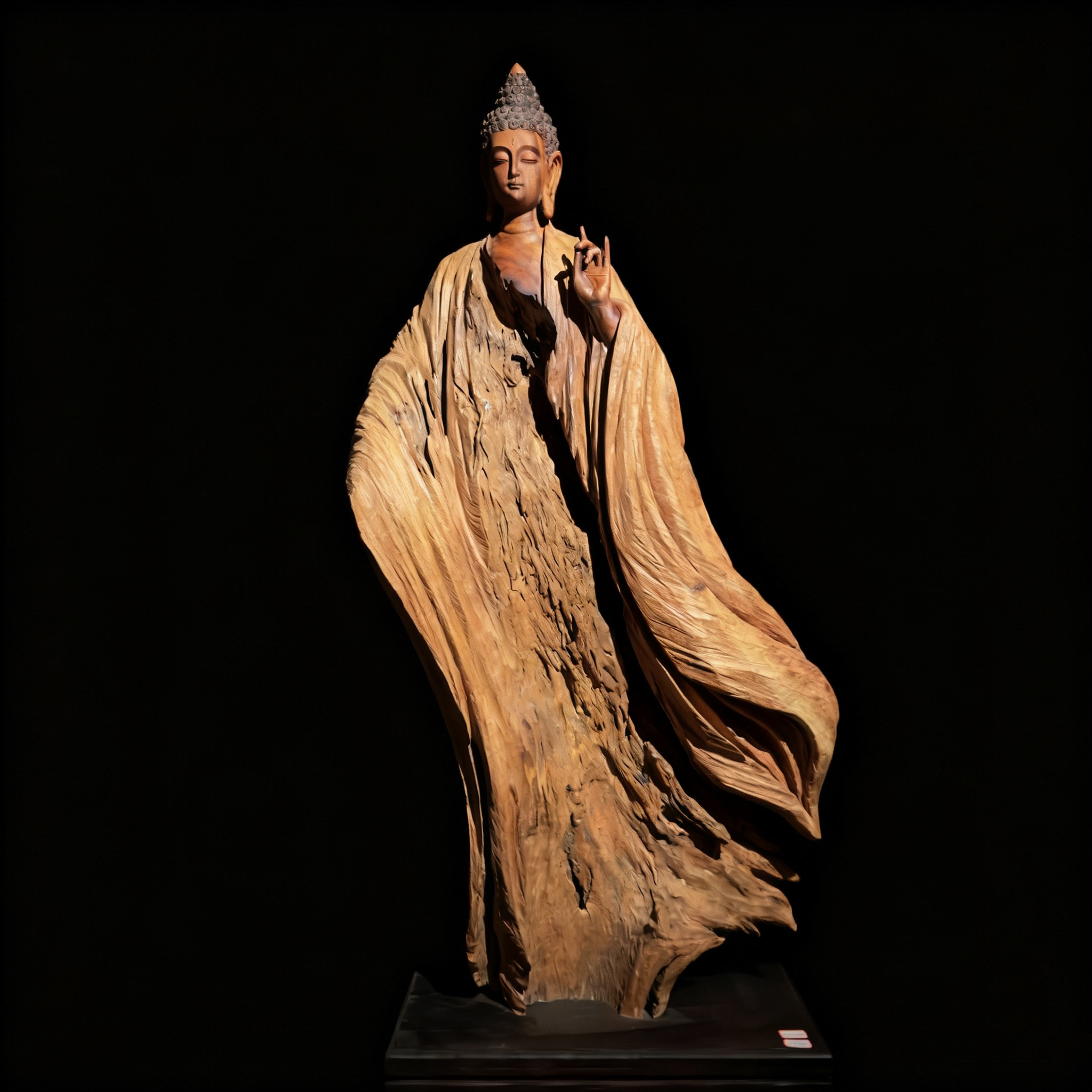 〔禅雕•心无挂碍〕非遗手作国大师张利梓老师证书落地摆件艺术收藏