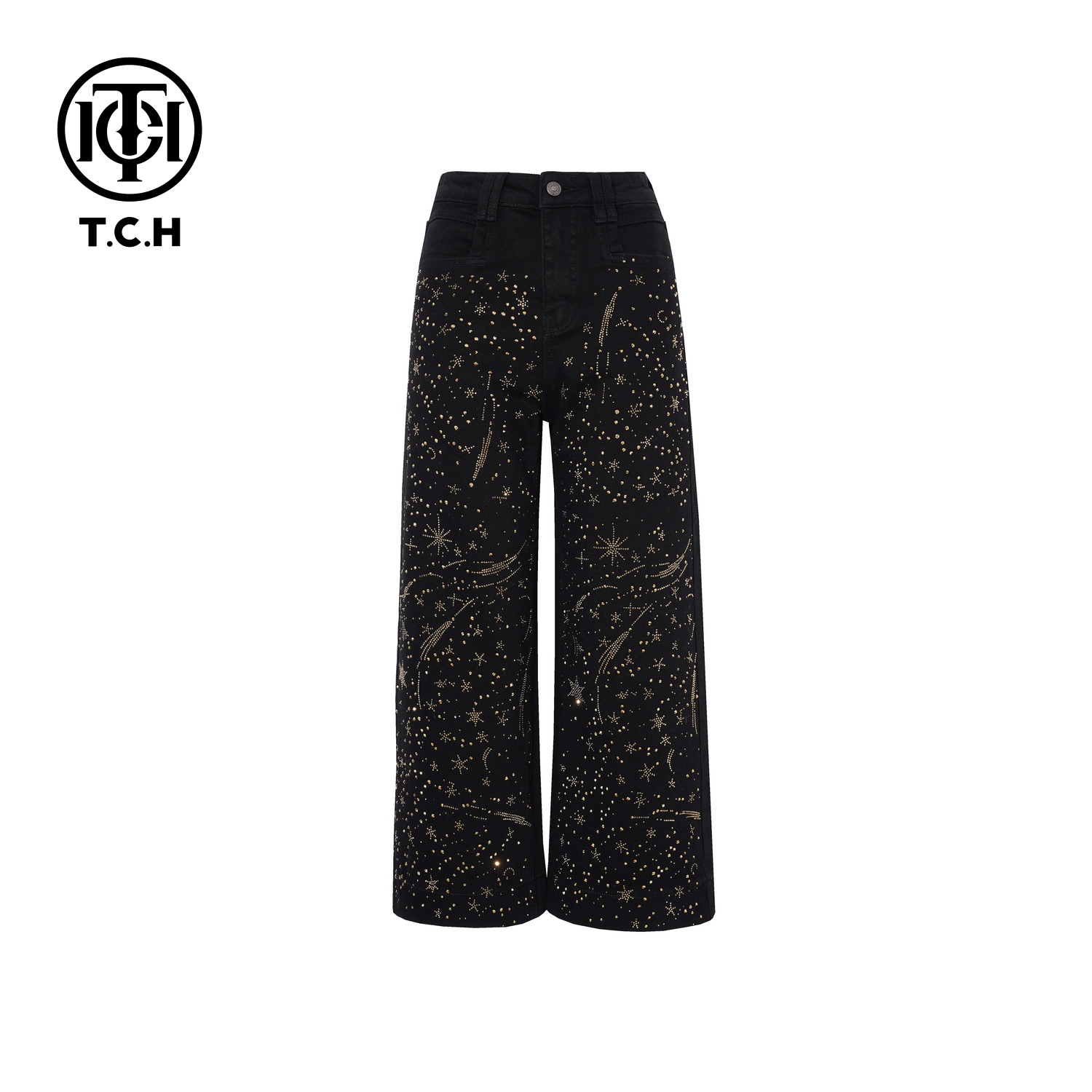 TCH-秋冬慵懒风加绒烫钻时尚淑女百搭牛仔裤T75D20E1030