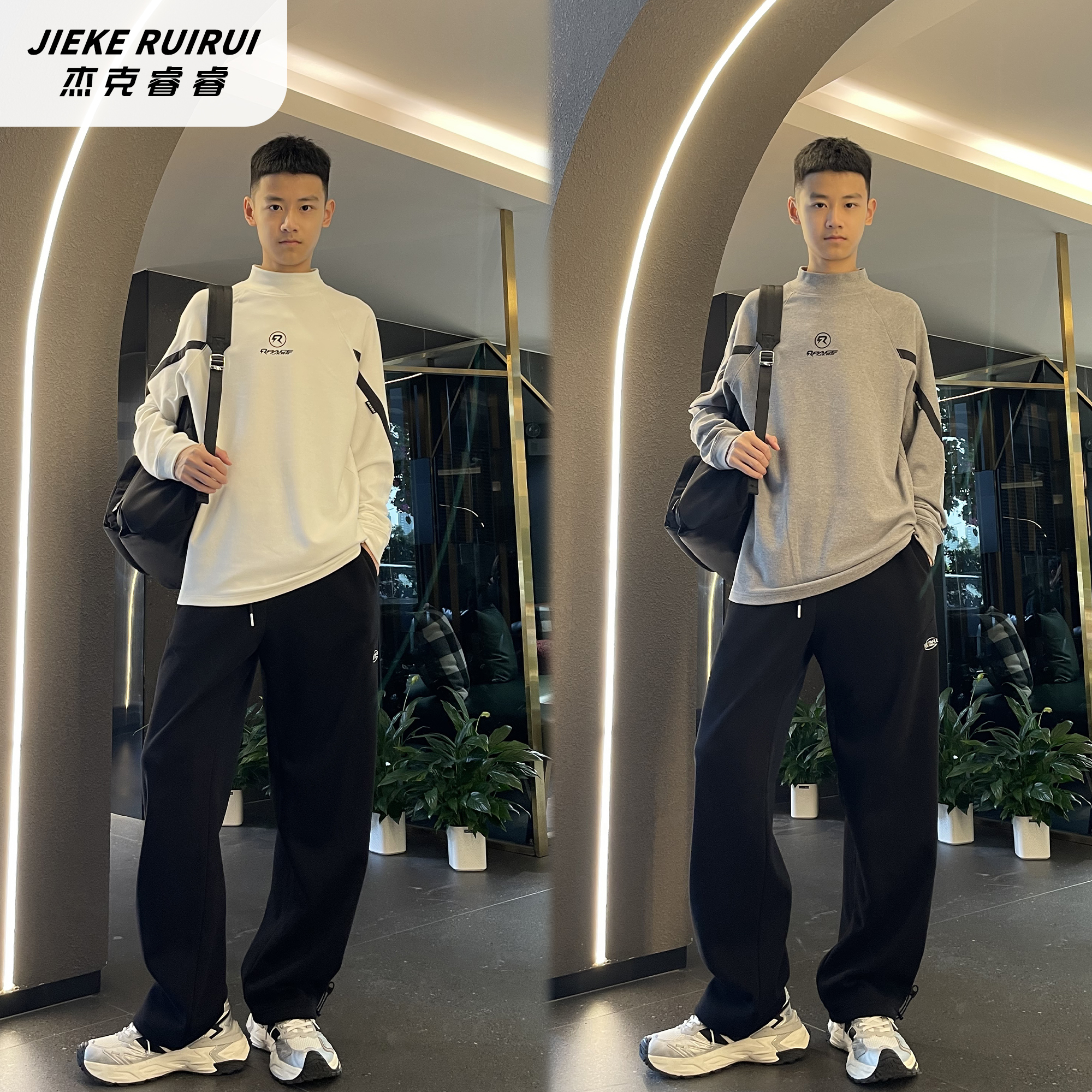 【夏】冬季新款潮牌设计双面绒打底衫半高领简约中大童亲子杰克睿睿