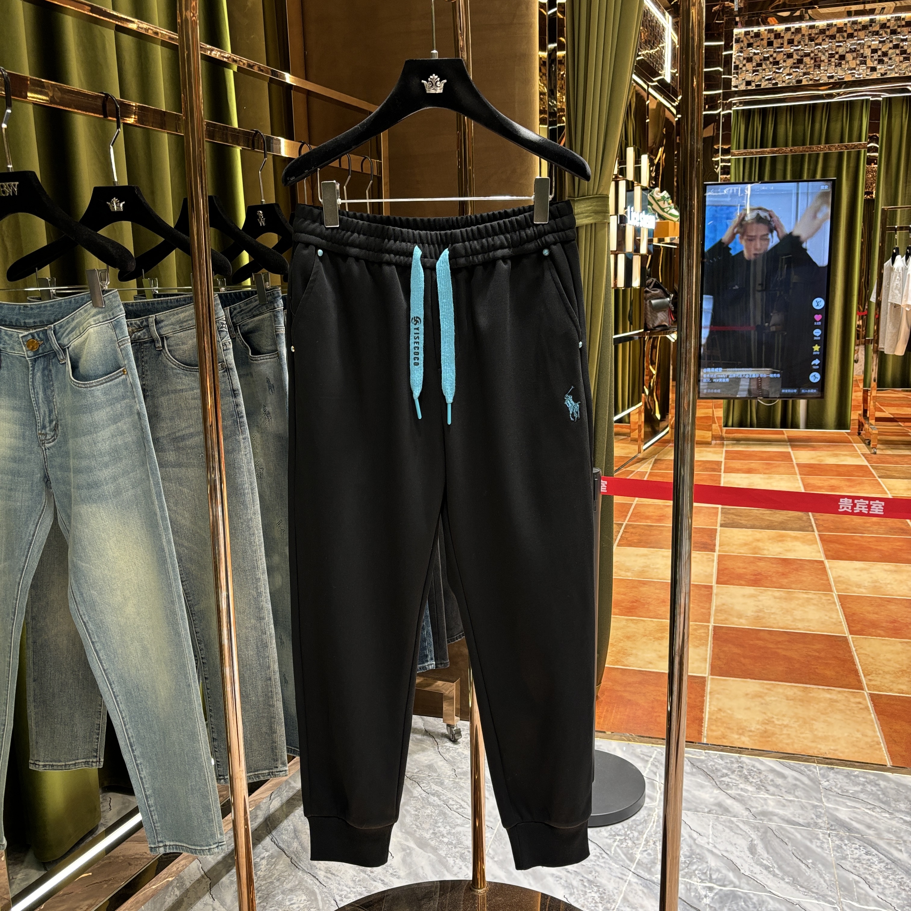 YL【YY专属】 2025新品潮牌卫裤男小马标刺绣宽松百搭运动裤-25035