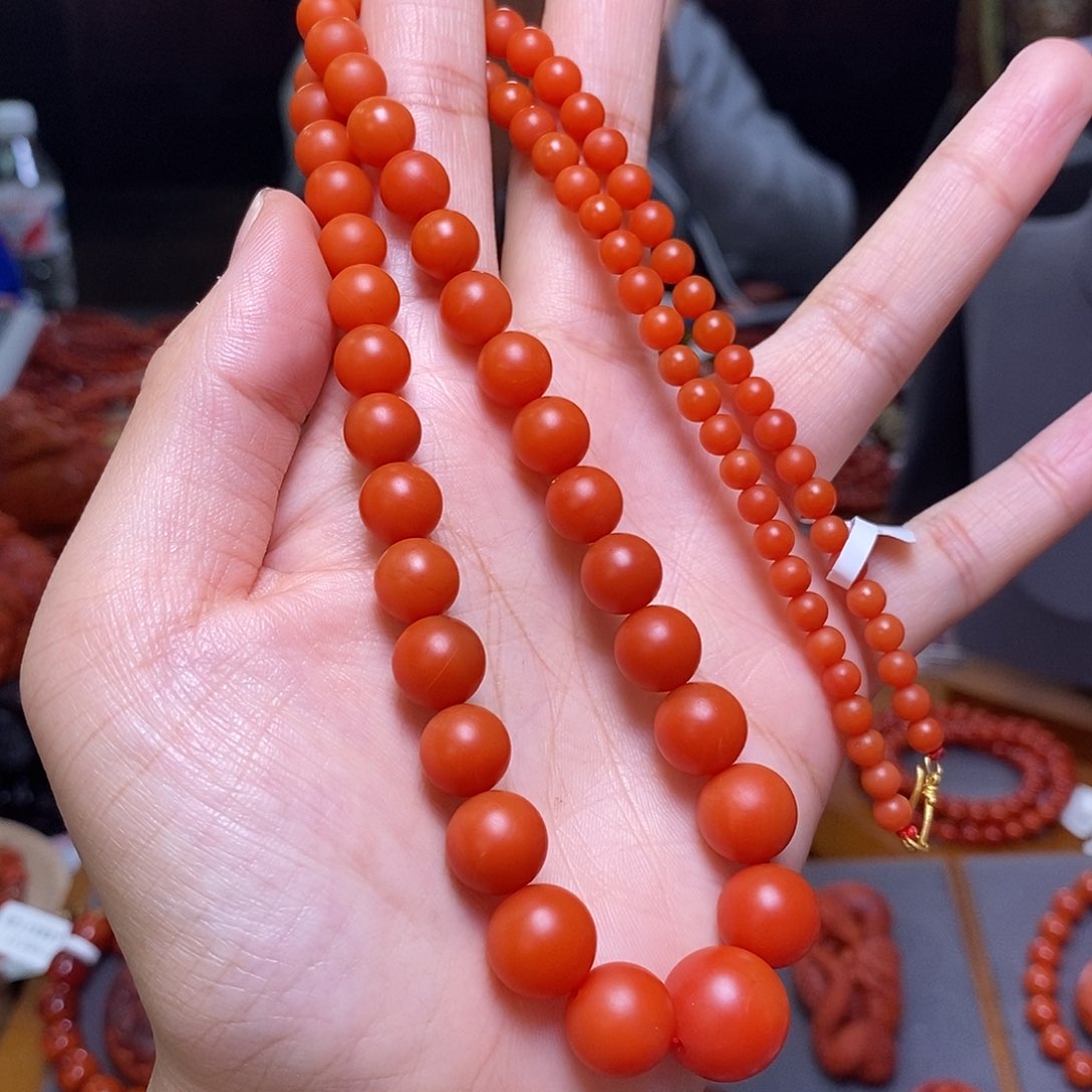 南红玛瑙项链18K金镶嵌