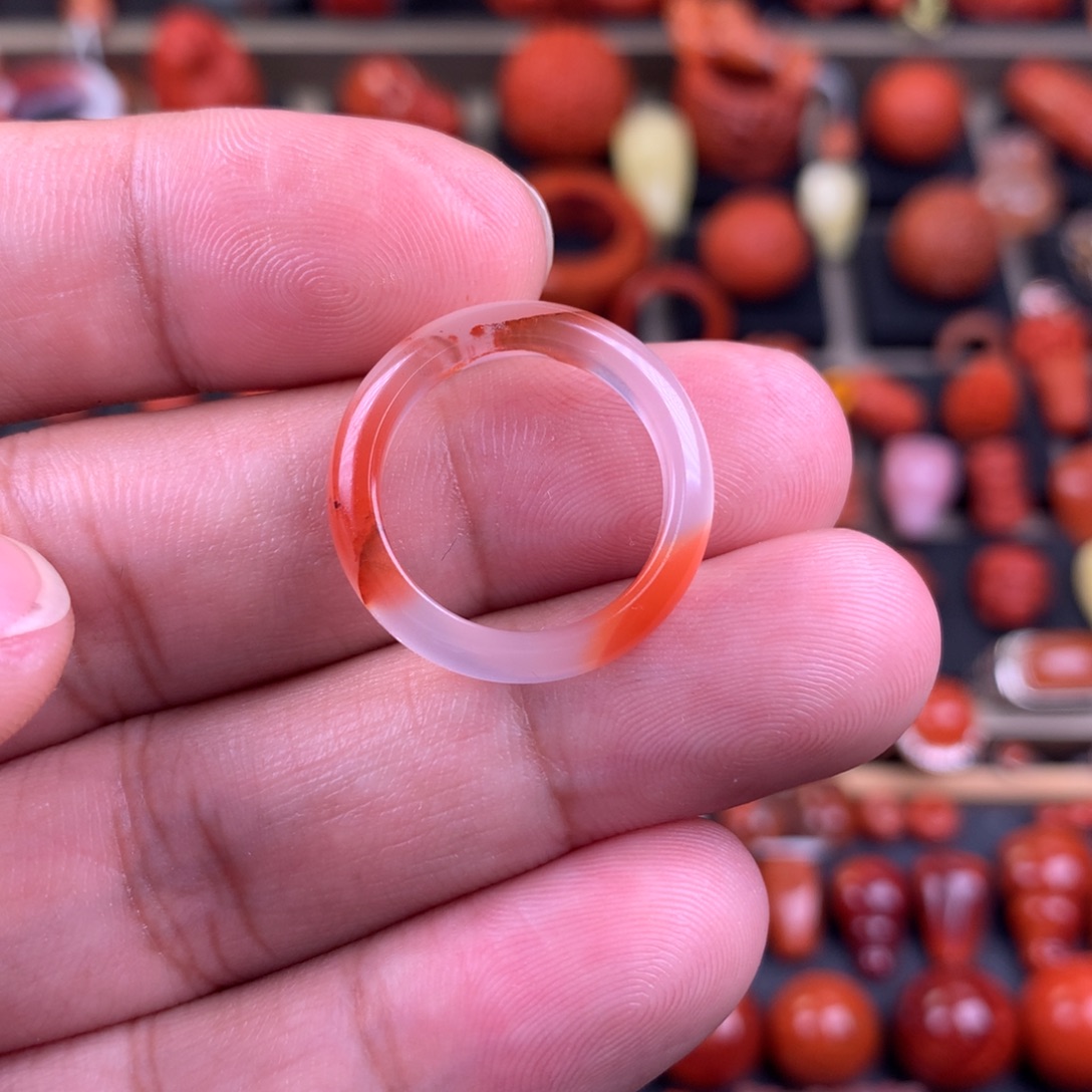 南红玛瑙未镶嵌戒圈16+