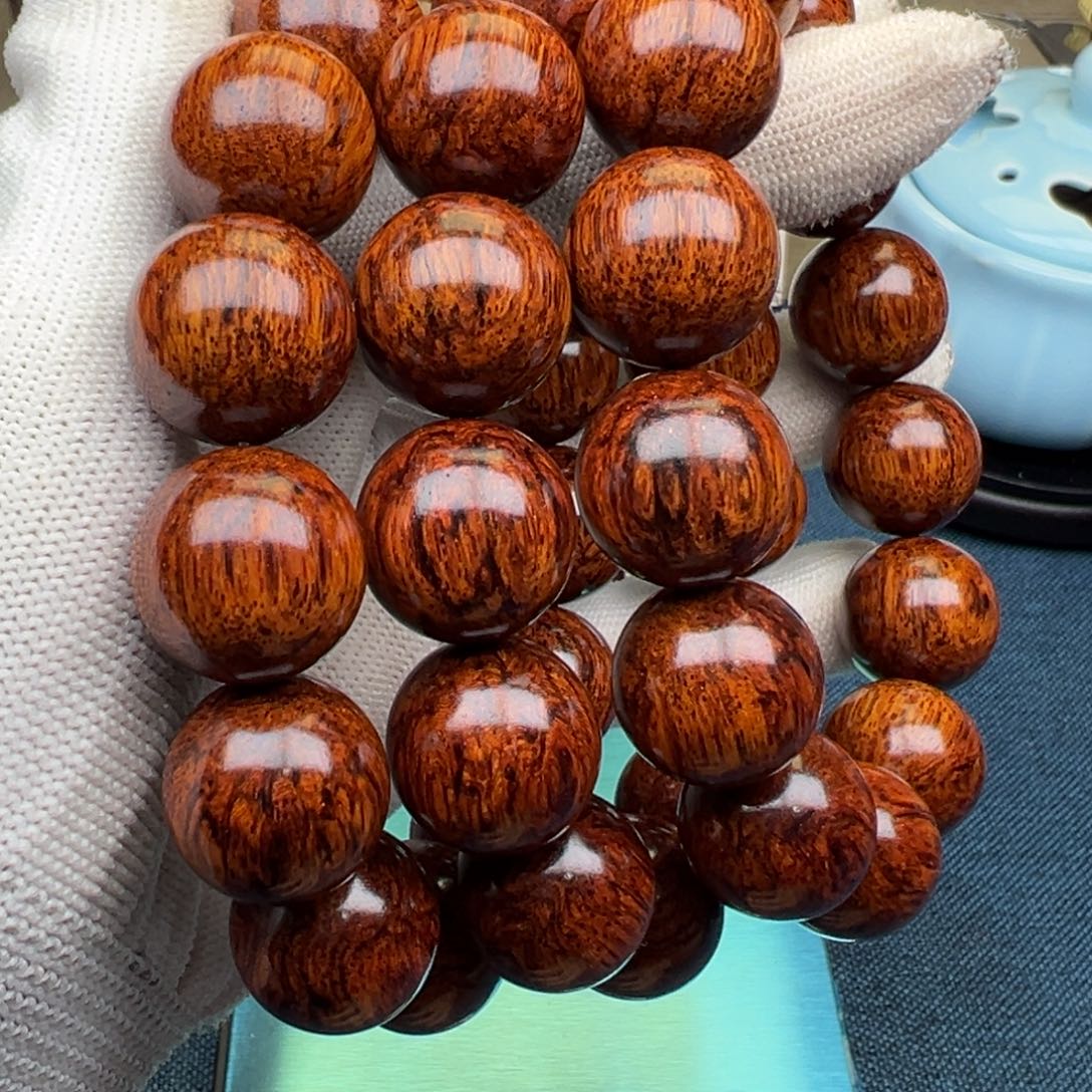 花梨木类手串/手链红降18圆珠黄肉爆油芝麻点超一档