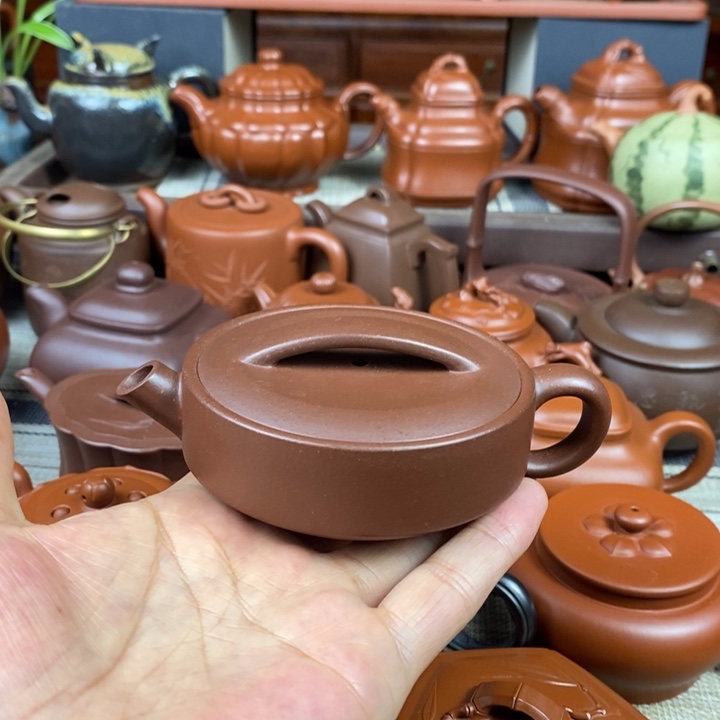 茶壶紫砂一片瓦150cc原矿老紫泥特价