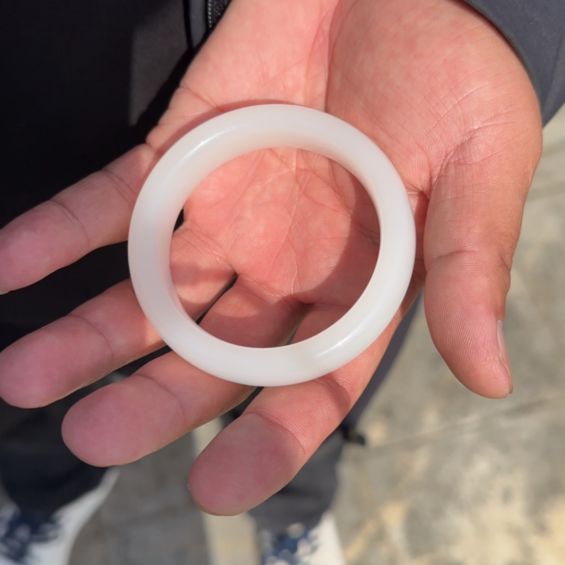 和田玉新疆白玉羊白白手镯58